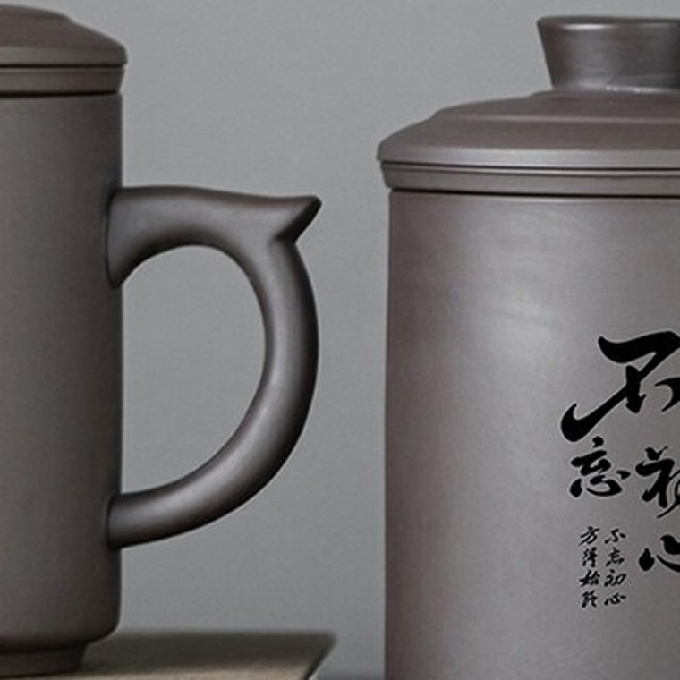 紫砂带盖办公杯 细节图2