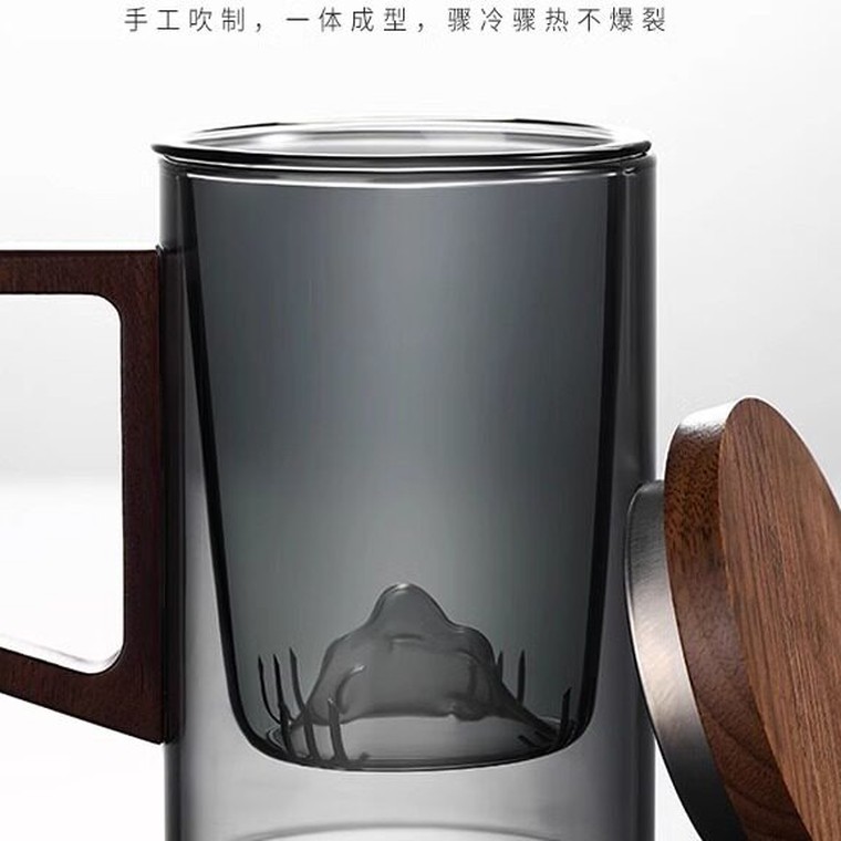 玻璃茶水分离杯 带滤网 细节图1